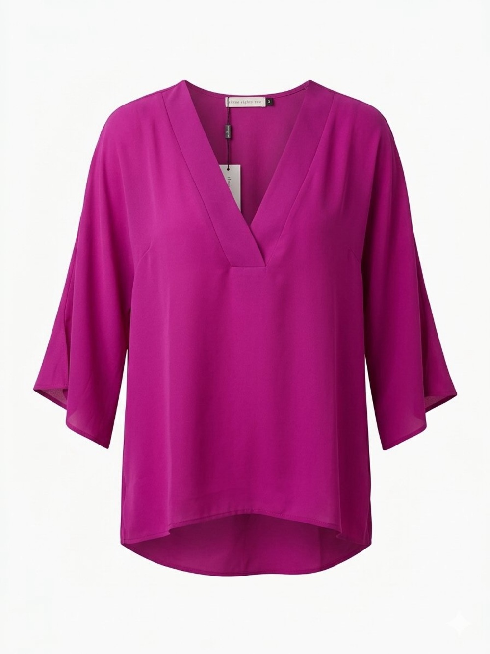 THREE EIGHTY TWO Magenta V-Neck Blouse / Womens / S / Ptp-21”/ NWT